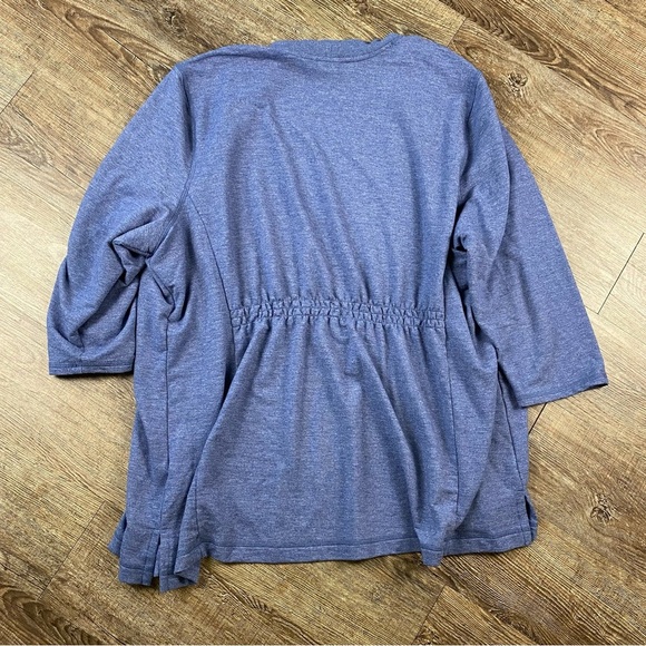 Talbots Cardigan Women Plus Size 3X Blue Open Front 3/4 Sleeve Ribbed Trim Light - Picture 6 of 10